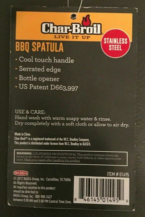 Char-Broil BBQ Spatula Featuring Serrated Edge & Bottle Opener (Brand New)