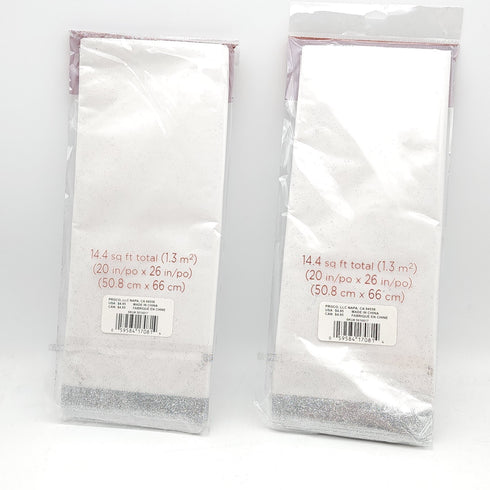 PAPYRUS Tissue Paper White with Silver Glitter Lining 8 Sheets