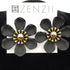 Zenzii Gold-Tone Painted Black Metal Flower Stud Earrings MSRP $45