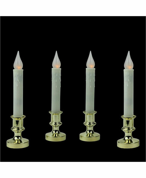Northlight Set of 4 LED Flickering Window Christmas Candle Lamp with Timer 8.5"