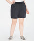 IDEOLOGY Womens Gray Stretch Tie Active Wear Straight leg Shorts Plus 2X