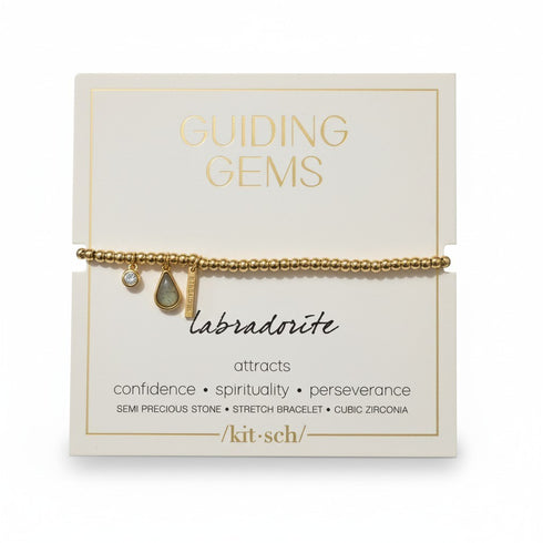 Kitsch Gold Tone Guiding Gems Labradorite Beaded Bracelet