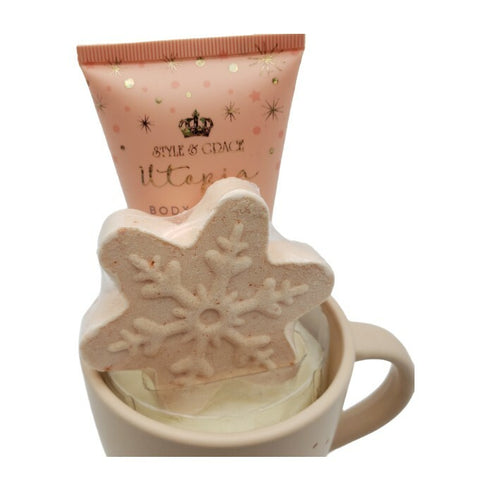 Rainbow Cosmetics Mug Tis the Season to Chill Gift Set with Lotion and bath bomb