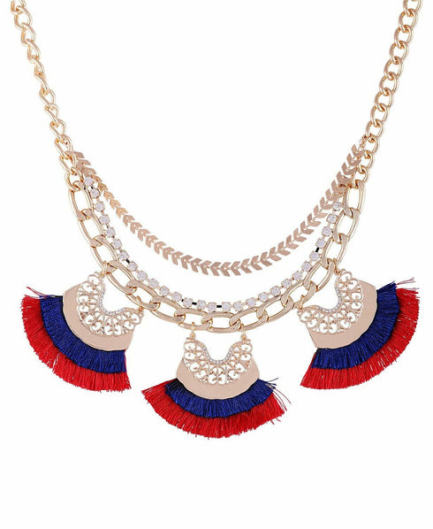 GUESS Gold-Tone Crystal & Fringe Statement Necklace, 16" + 2" extender