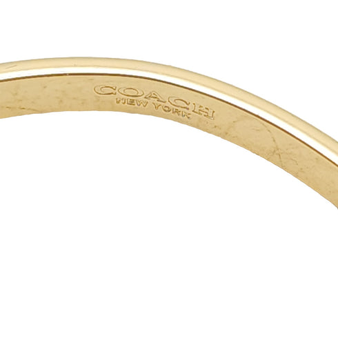 COACH Goldtone & Crystal Quilted Padlock Bangle Bracelet