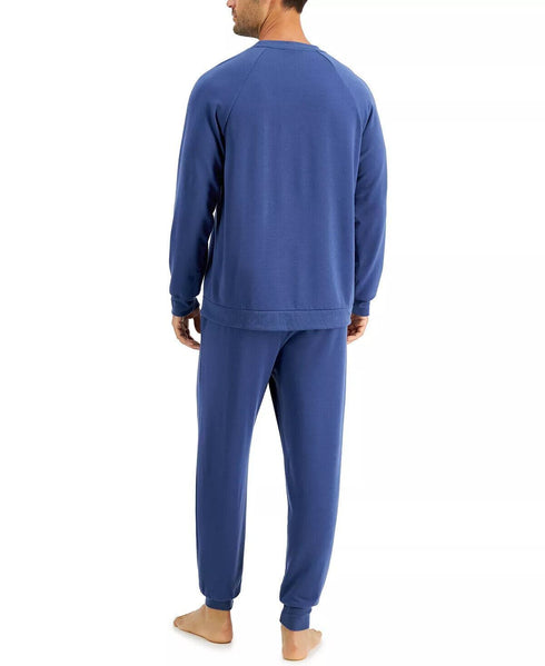 FAMILY PAJAMAS Men's Crew Love Family Pajama Set Blue PJs Size Medium