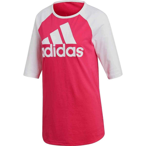 Adidas Cotton 3/4-Sleeve Baseball T-Shirt Pink Size M