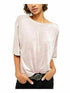Free People Womens Pink Velvet Low Cut 3/4 Sleeve T-Shirt Size X-Small