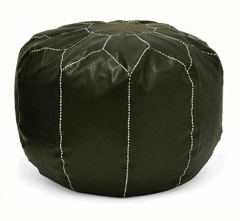 Urban Shop Round Faux Leather Pouf Black