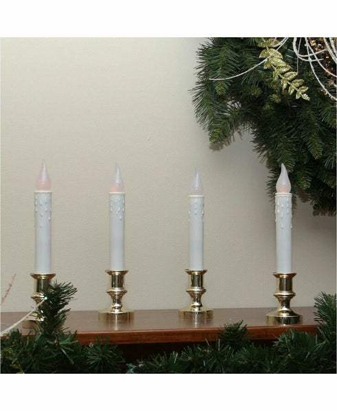 Northlight Set of 4 LED Flickering Window Christmas Candle Lamp with Timer 8.5"