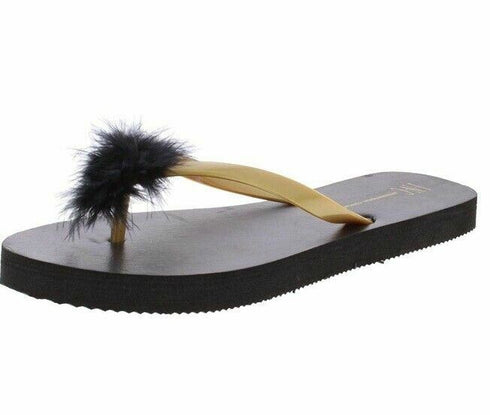 INC International Concepts Macy's  Women's Flip-Flop Black Gold Thong  (8/9)