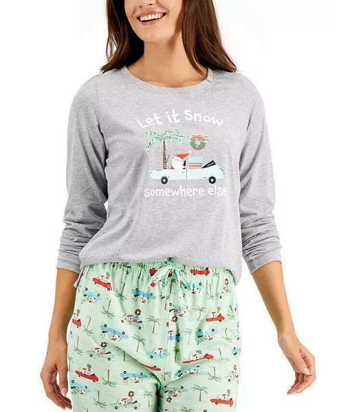 Family PJs Women's Tropical Santa Long Sleeve Family Pajama Set Size XS