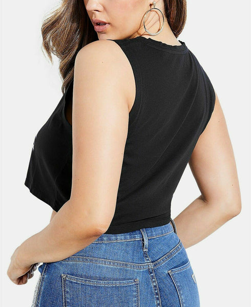 GUESS Women Ripped Cotton Graphic Famous Crop Top Size Small