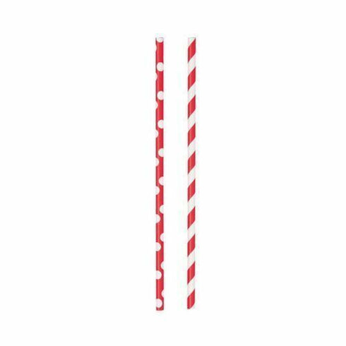 Red Polka Dot & Striped Paper Straws, 24ct 3 Packs! 72ct total!
