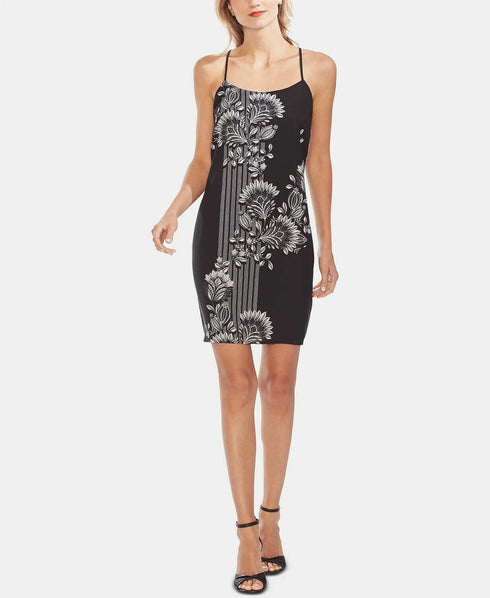 VINCE CAMUTO Womens Black Spaghetti Strap Mini Body Con Cocktail Dress Size 14