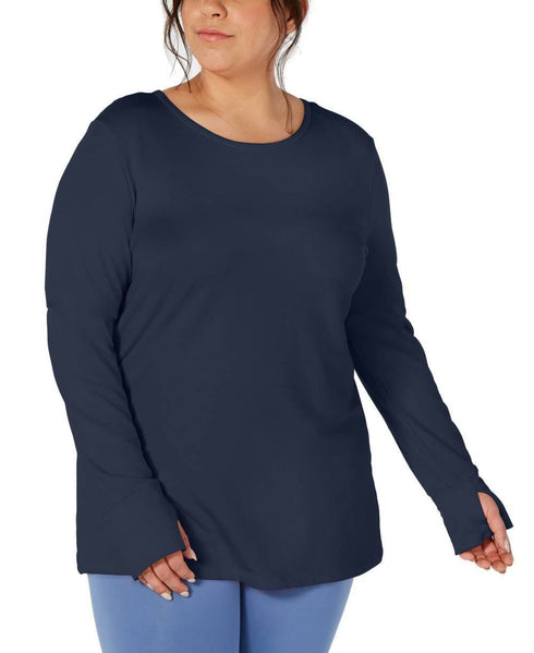 Ideology Plus Size Crochet-Back Top Blue 3X