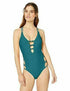 MSRP $98 Jessica Simpson Plunging Strappy One Piece Chop & Change Cameo Size XL