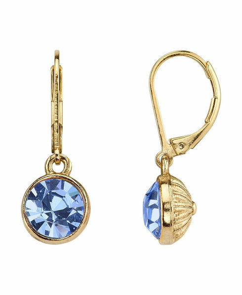 1928 14K Gold-Dipped Lt. Sapphire Blue Faceted Drop Earrings