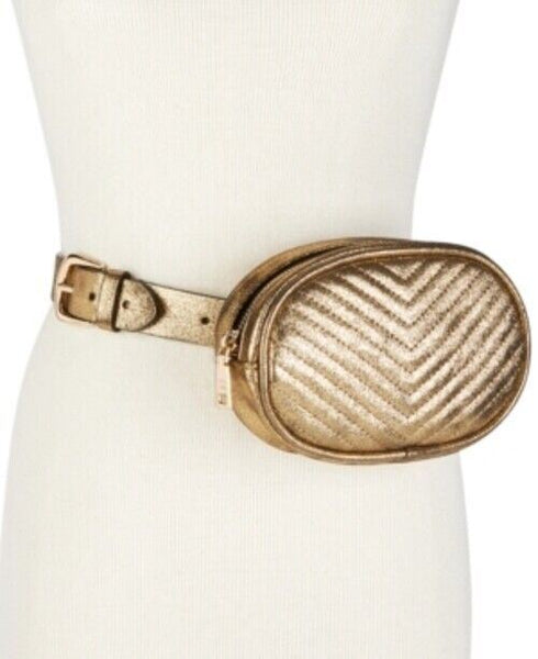 STEVE MADDEN Chevron Quilted Fanny Pack Gold Size Large