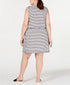 Ideology Womens Plus Striped Drawstring Casual Dress 3X