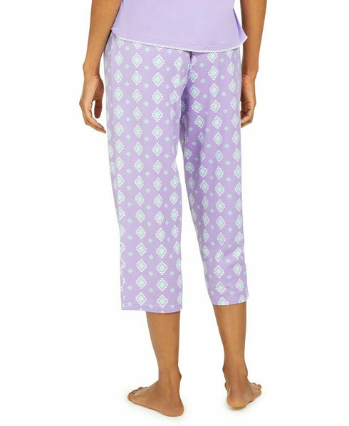 Muk Luks Printed Capri Pajama Pant Purple Size Medium