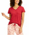 Charter Club V-neck Pajama Top Red Size Medium