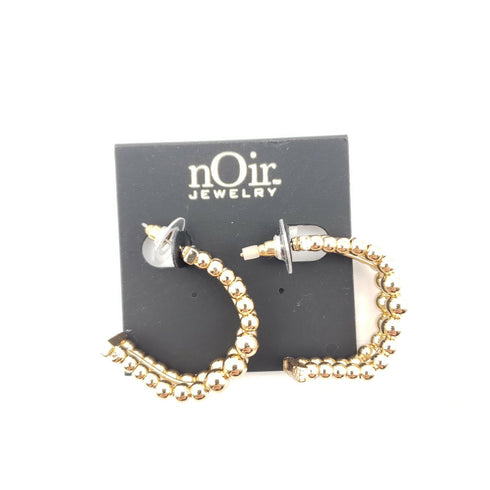 Noir Jewelry Double Open Hoop Gold-Tone Post Earrings New