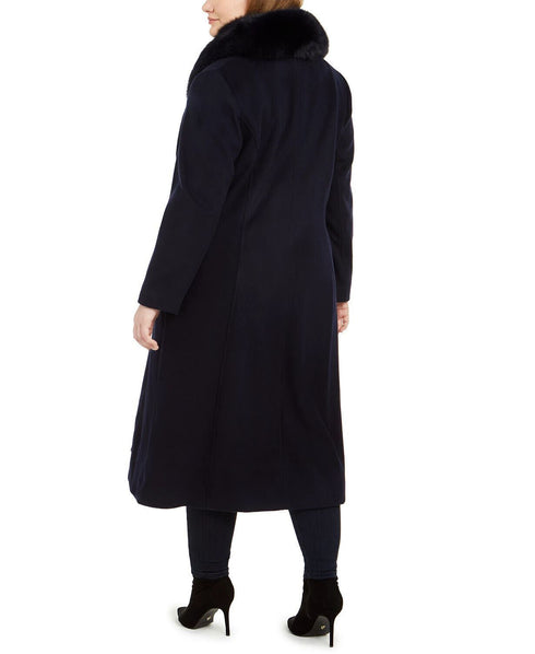 FORECASTER OF BOSTON Womens Black Faux Fur Pocketed Maxi Coat Plus Size: 18W