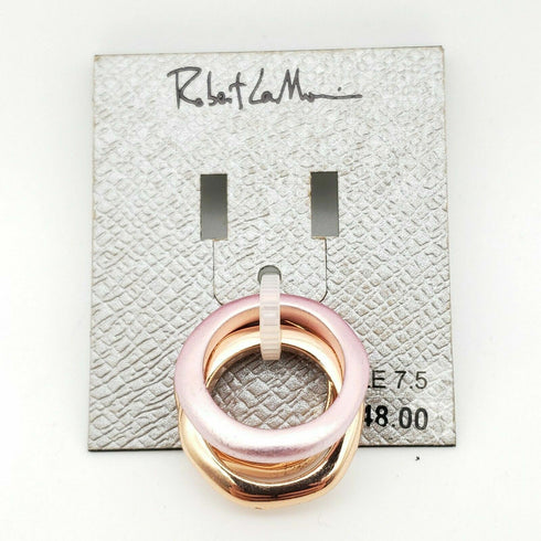 Robert Lee Morris Rose Quartz Stackable 3-Ring Set Pink Size 7.5 MSRP $48