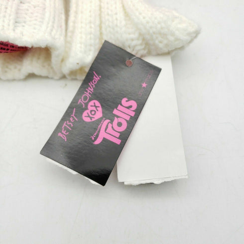 Betsey Johnson Xox Trolls Ivory Knit Arm Warmers Fingerless with Pom Poms
