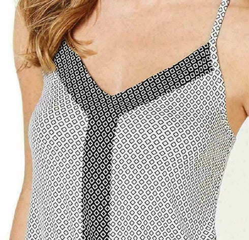 Alfani Ultra Soft Positive-Negative Geo Diamond Printed Pajama Top, Size XXL