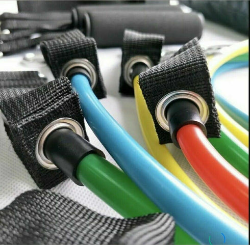 Colossal 11 Piece Resistance Band Set Yoga Pilates Abs Workout Fitness Tube Band