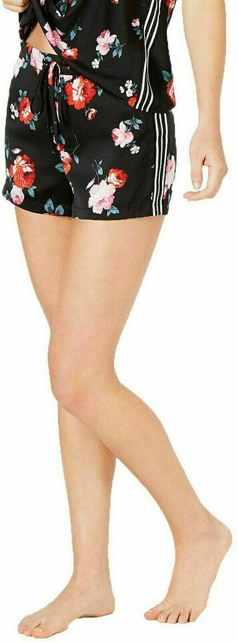INC Satin Black Floral Tuxedo Stripe Pajama Shorts Macys Size 2XL