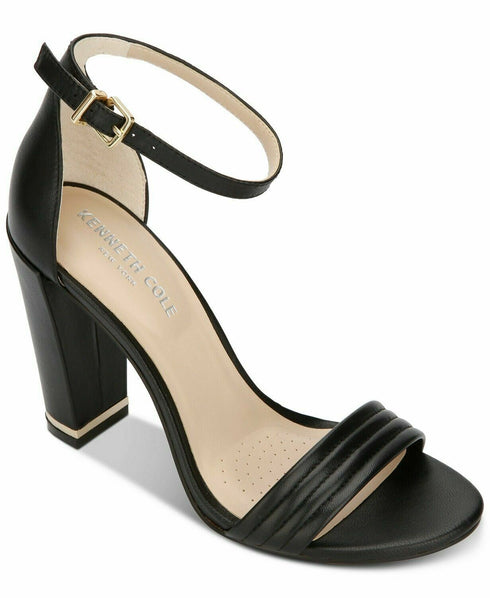 Kenneth Cole New York Women's Milena Ankle Strap Sandal Heel In Leather Black