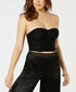 Guess Women's Black Jennifer Cropped Sleeveless Lace Bustier Top Size Large