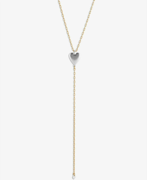 Lucky Brand Two-Tone Heart Oval-Link Lariat Necklace, 18" + 2" extender