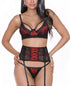 ICOLLECTION Regina Lace and Stretch Satin 3pc Lingerie Set Size Small