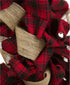 Glitzhome 18.9"D Plaid Fabric Wreath New