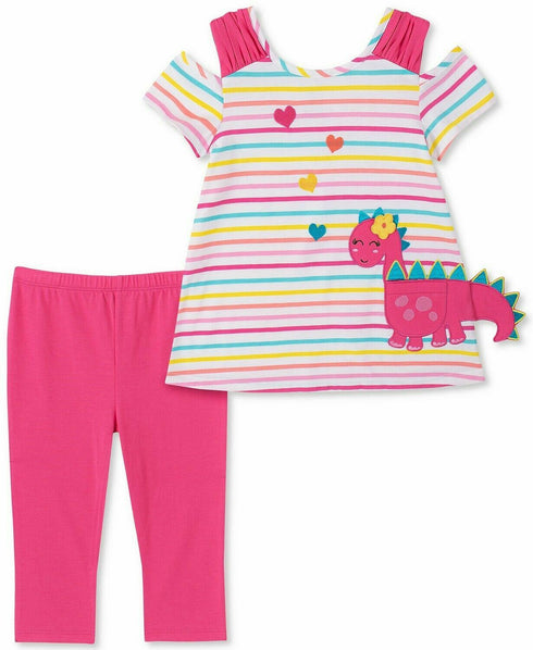 Kids Headquarters Baby Girls 2-Pc. Stripe Dinosaur Top & Leggings Set 3-6 Months