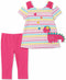 Kids Headquarters Baby Girls 2-Pc. Stripe Dinosaur Top & Leggings Set 3-6 Months