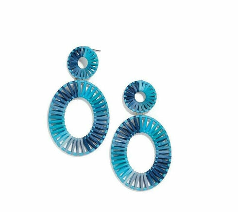 Baublebar Mini Kiera Raffia Statement Earrings Blue Ombre MSRP $42