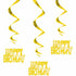 Hanging Foil Gold Happy Birthday Decorations 3ct by Unique Michaels
