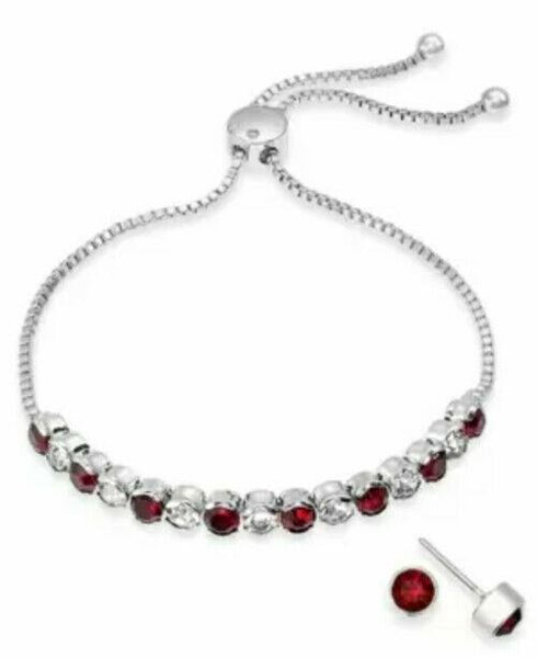Charter Club 2-Pc. Set Crystal Birthstone January Bolo Bracelet & Stud Earrings