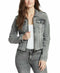 William Rast Women's Farrah Zip-Front Denim Jacket Gray Size XXL