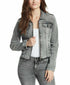 William Rast Women's Farrah Zip-Front Denim Jacket Gray Size XXL