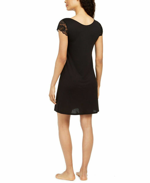 Charter Club Lace Sleeve Nightgown Classic Black Size Small