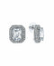 1928 Silver-Tone Crystal Octagon Button Earrings