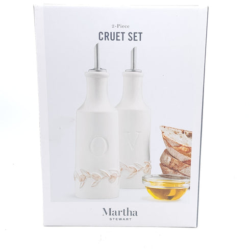 Martha Stewart Cruet Bottle 2 Peice Set Collection For Oil & Vinager NEW