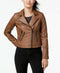 CoffeeShop Juniors' Faux-Leather Moto Jacket Peanut Size 2XL