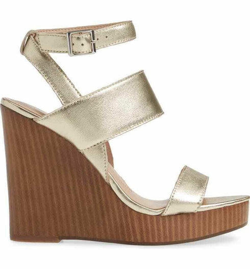 Charles David Turk 2 Platform Wedge Sandal Metallic Size 9.5 Msrp $219